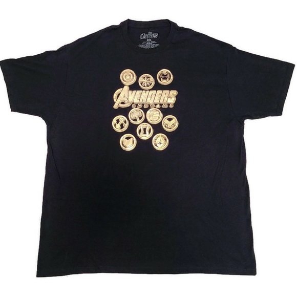 Marvel Avengers Endgame Gold Tone Graphic Black T-Shirt Mens 2XL - Picture 1 of 4